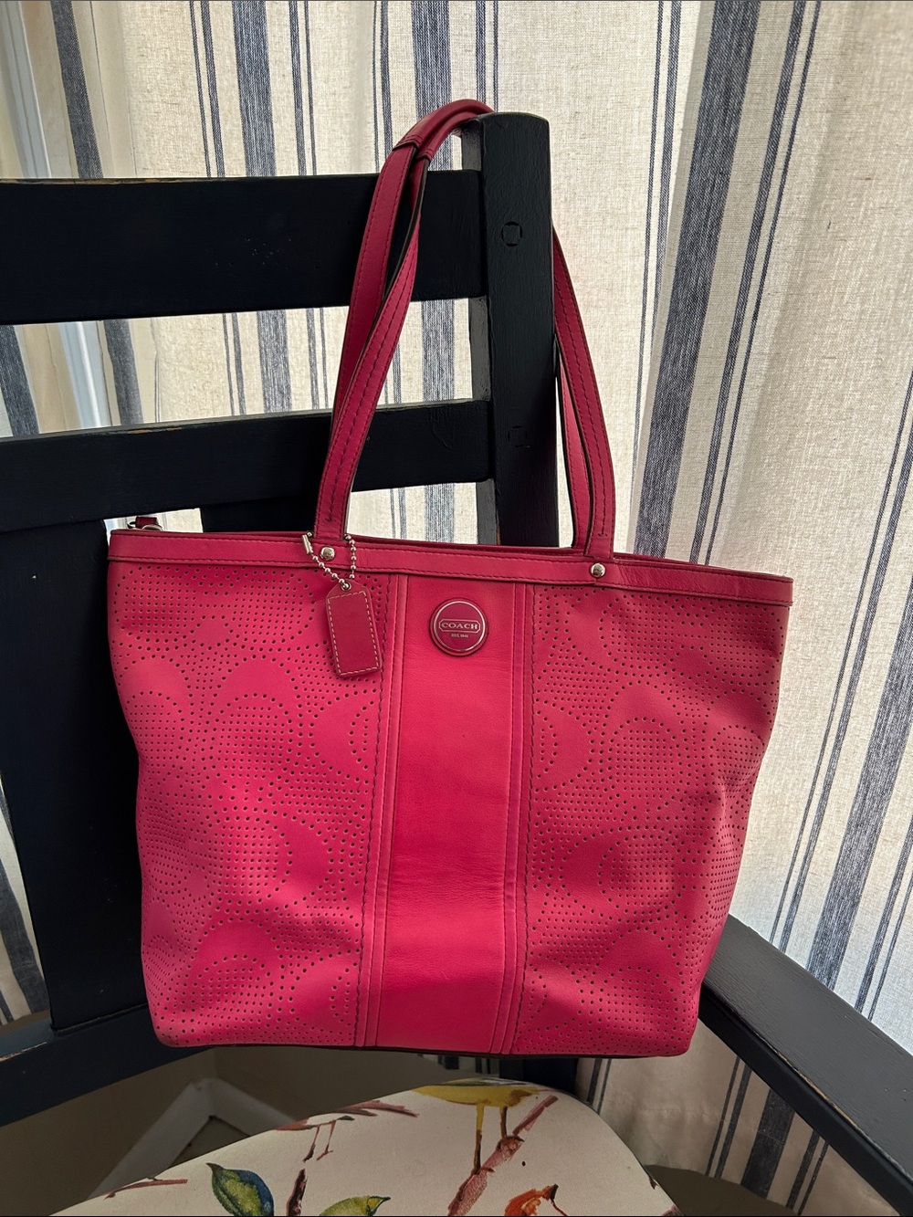 COACH Hot Pink Perforated Signature Tote